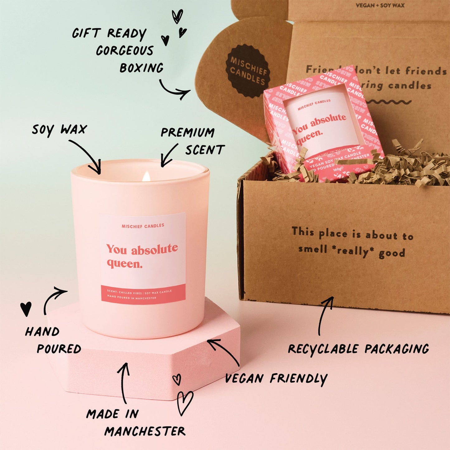 You Absolute Queen Friendship Gift For Her Funny Candle