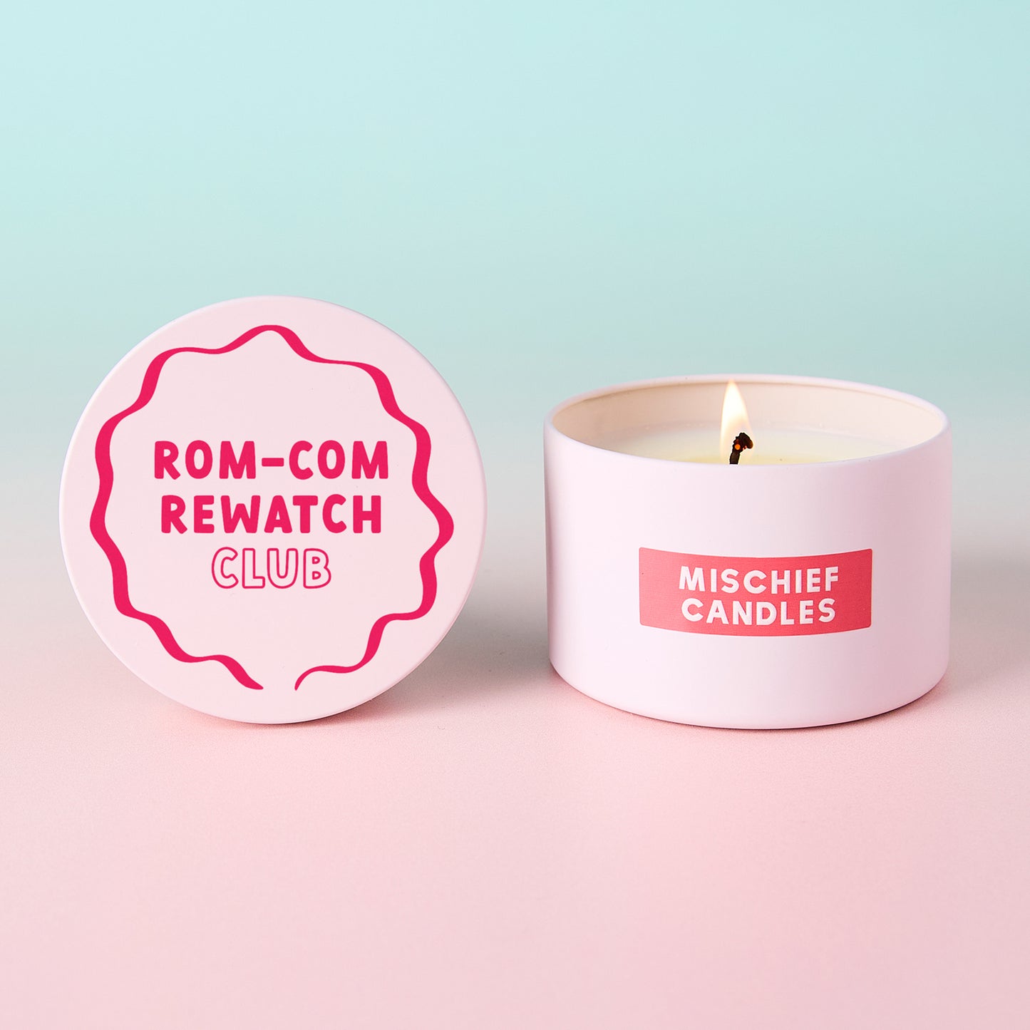 Rom-Com Rewatch Club Pink Tin Candle