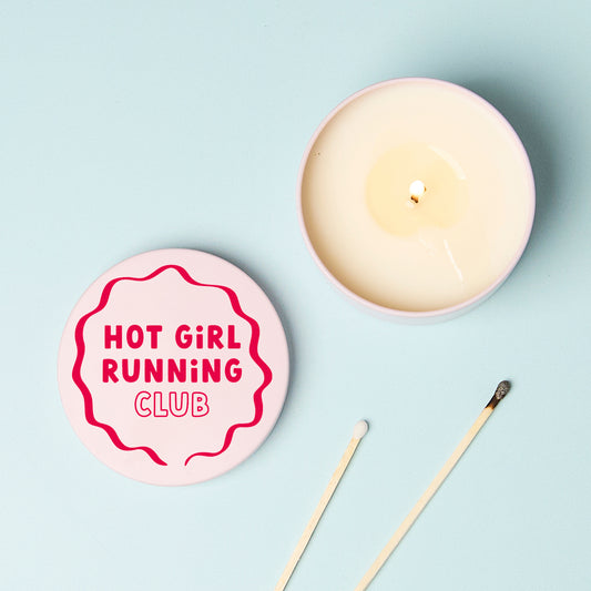 Hot Girl Running Club Pink Tin Candle