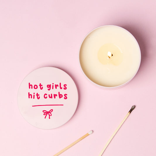 Hot Girls Hit Curbs Pink Tin Candle
