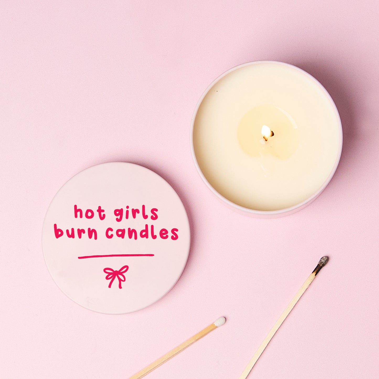 Hot Girls Burn Candles Pink Tin Candle