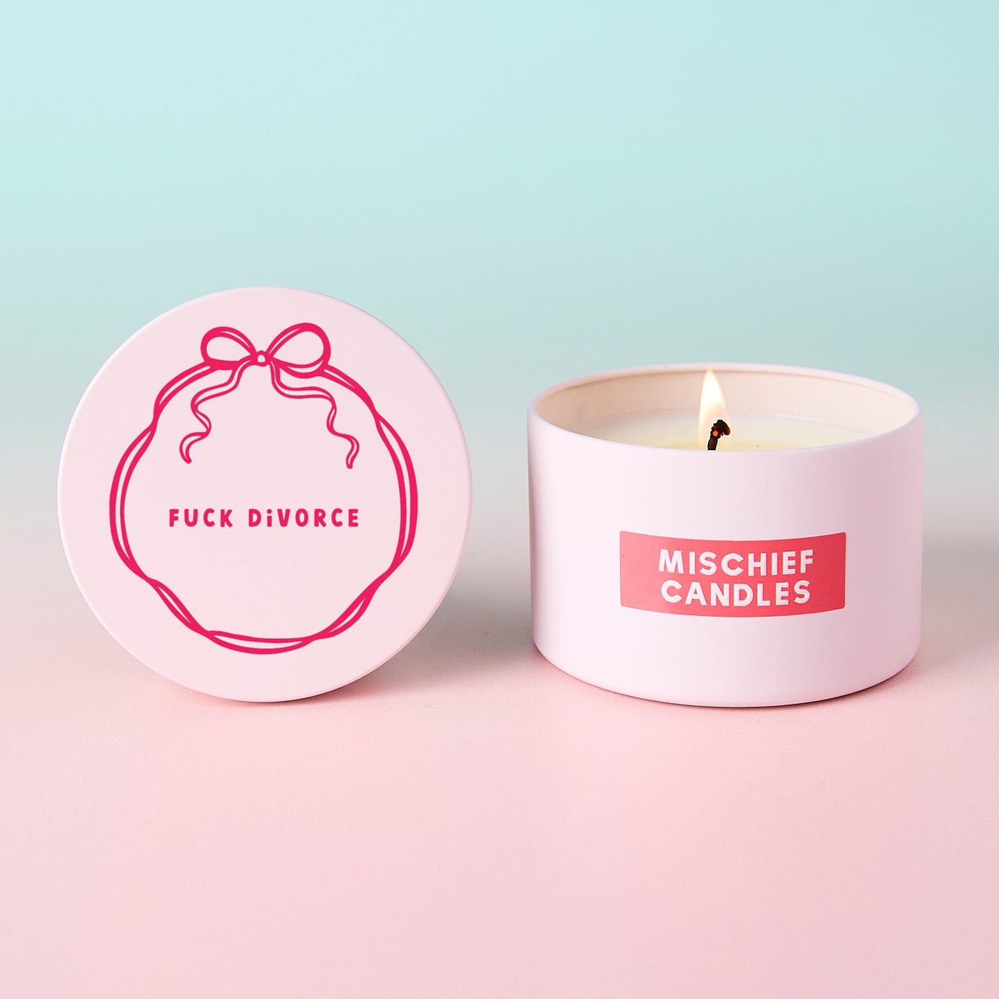 Fuck Divorce Pink Tin Candle