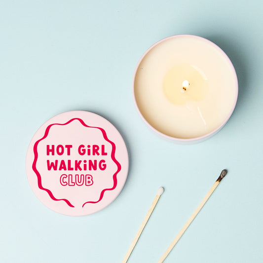Hot Girl Walking Club Pink Tin Candle