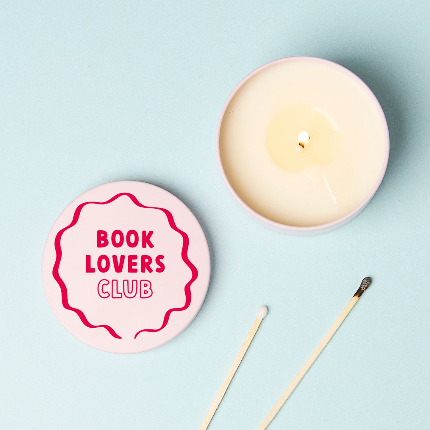 Book Lovers Club Pink Tin Candle