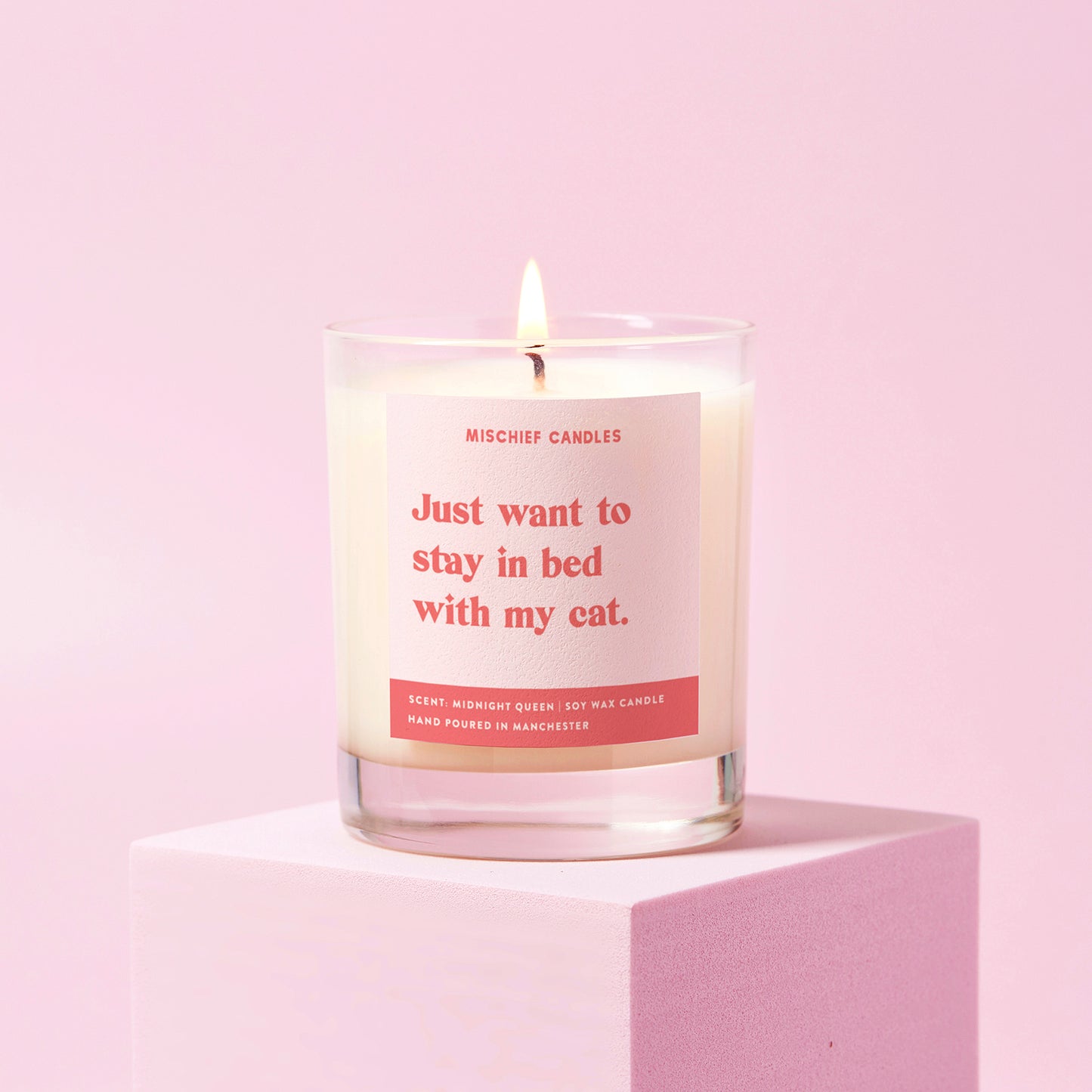 Cat Lover Gift Candle Just Want to Stay in Bed with My Cat