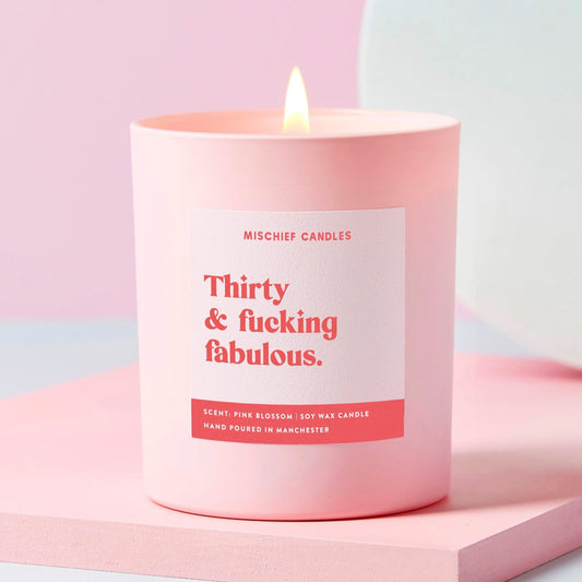 30th Birthday Gift Funny 30th Birthday Candle Thirty & Fabulous