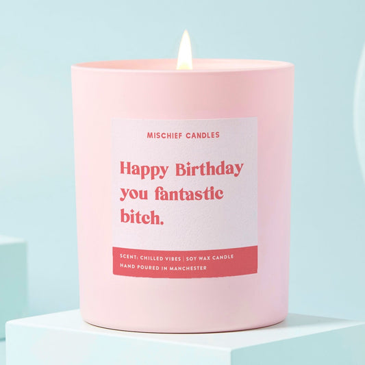 Funny Birthday Gift Happy Birthday You Fantastic Bitch Candle