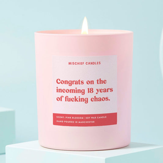 New Baby Funny Baby Shower Gift Candle 18 Years of Chaos