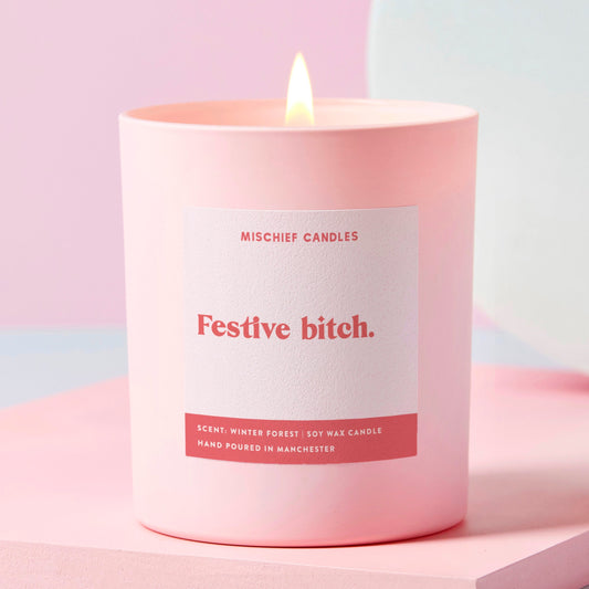 Funny Christmas Gift For Her Friend Candle Festive Bitch