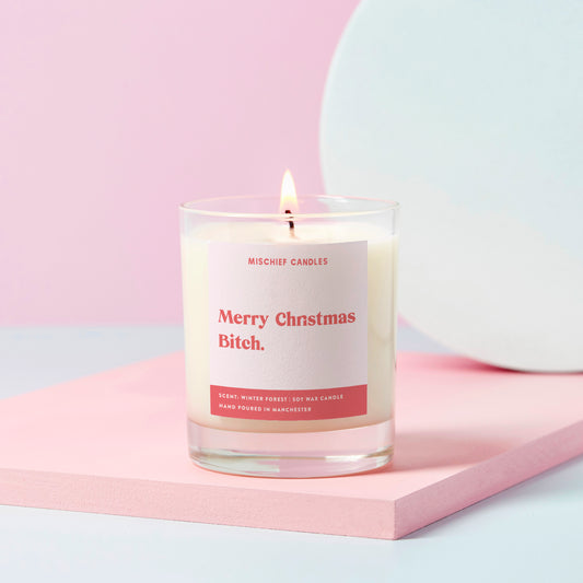 Funny Christmas Gift For Her Friend Candle Christmas Bitch